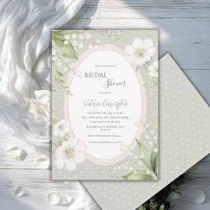 Vert sauge Fleurs Vintage Invitation de douche de