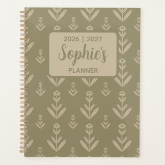 Vert sauge floral symétrique année scolaire