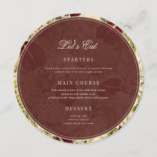 Vert sauge & Menu de mariage rond de nom d'invité