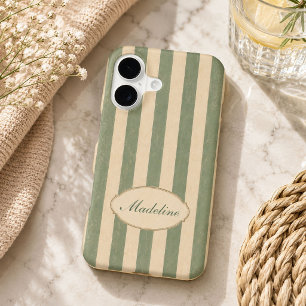 Vert sauge personnalisé avec rayures vintage et no