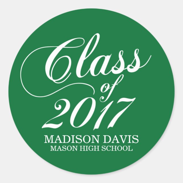 Vert solide moderne | Stickers Graduation (Devant)