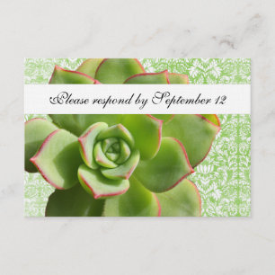 Vert Succulent Vintage Damas rsvp avec enveloppe