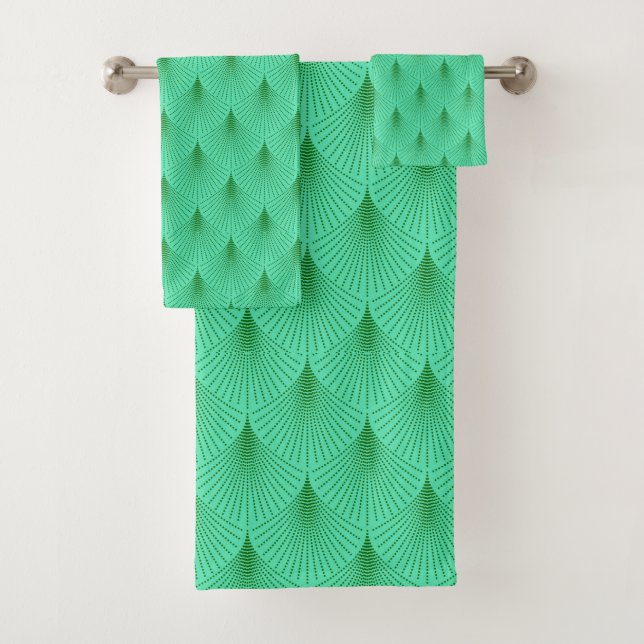Vert sur vert art déco sans couture motif douche c (En situation)