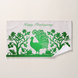 Vert Thanksgiving Turquie Floral Serviette à main