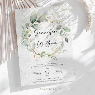 Vert végétal minimaliste faire-part de mariage