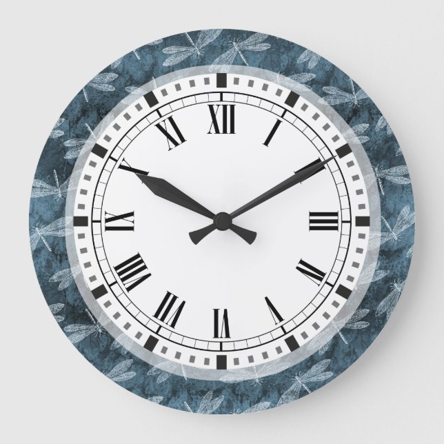 Verte Dragonfly Art Nouveau Style Horloge de cuisi (Recto)