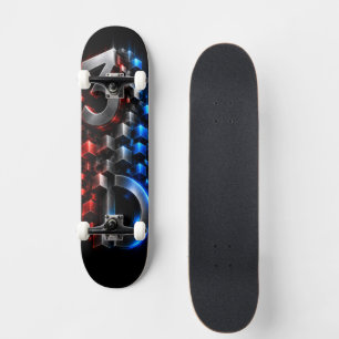 Vertical 3D Fusion Futuristic Cube Logo Skateboard