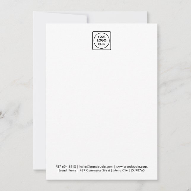 Vertical 5x7 Business Photo Logo Note Card (Front)
