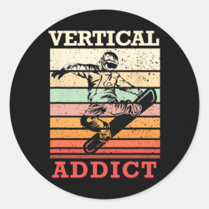 Vertical Addict Snowboarding Winter Sports Snowboa Classic Round Sticker
