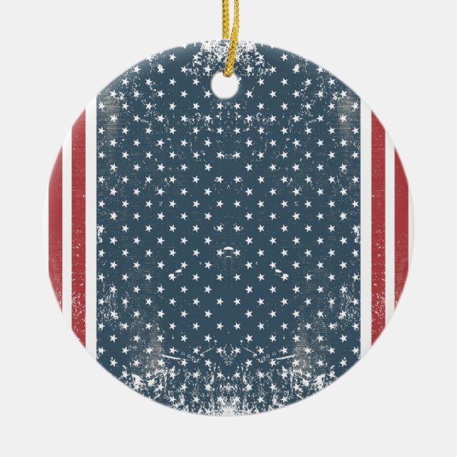 vertical american flag ceramic ornament (Front)