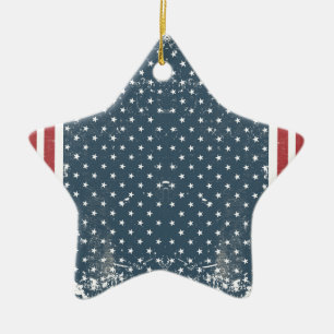 vertical american flag ceramic ornament