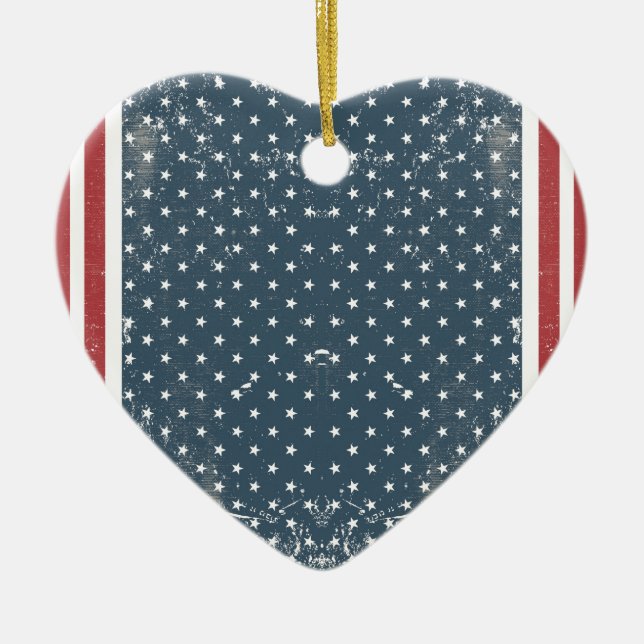 vertical american flag ceramic ornament (Front)
