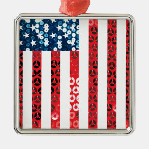 vertical american flag metal ornament