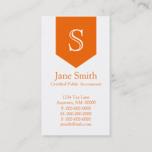 Vertical Arrow Monogram Business Card, Orange Card