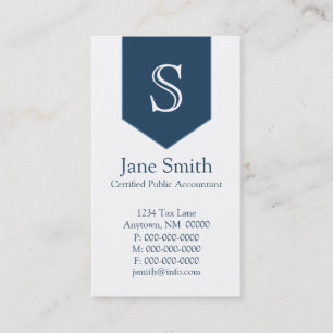 Vertical Arrow Monogram Business Card, Royal Blue Card