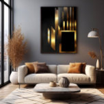 Vertical Art Deco Elegance Canvas Print<br><div class="desc">Transform your projects with this high-impact vertical design. Inspired by the Art Deco style, this art combines the depth of absolute black with the luminosity of metallic gold. Ascending geometric shapes and a large central negative space create a balanced and sophisticated composition. Ideal for gala invitation covers, luxury corporate stationery,...</div>