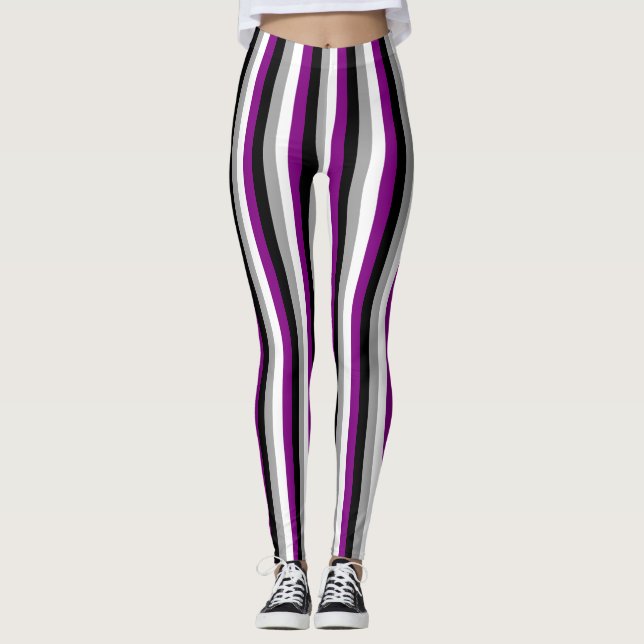 Vertical Asexual Pride Flag Leggings (Front)