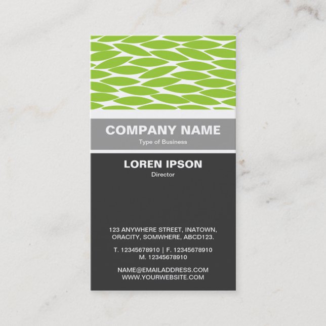 Vertical Banded - Abstract Leaves - Martian Grn Business Card (Front)