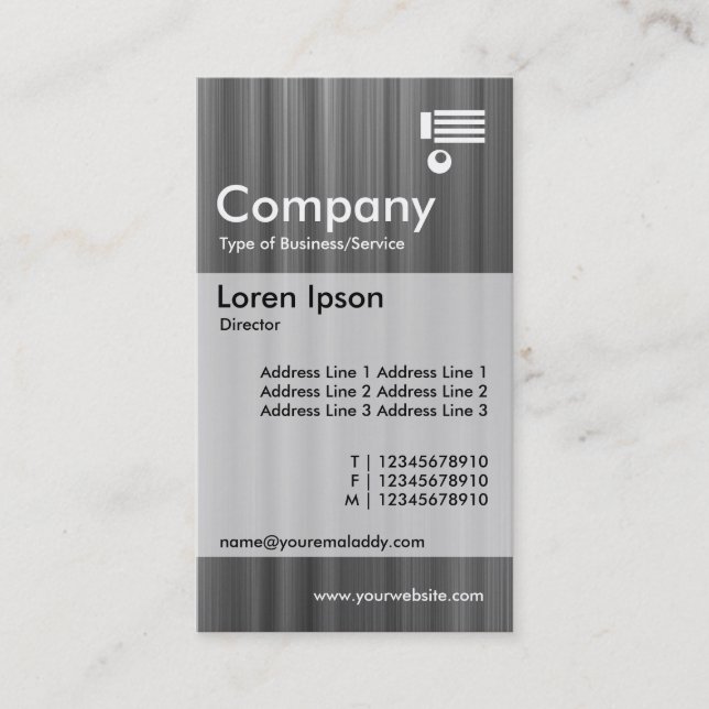 Vertical Banded - Brushed Grey Business Card (Front)