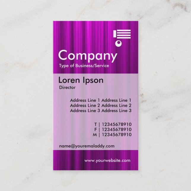 Vertical Banded - Brushed Magenta Business Card (Front)