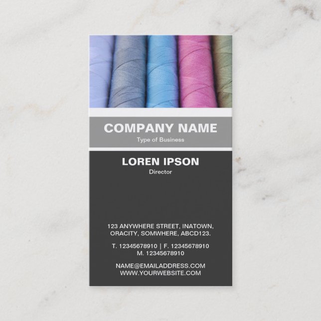 Vertical Banded - Reels of Cotton Business Card (Front)