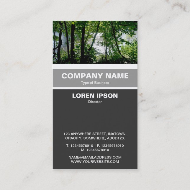 Vertical Banded - Trees near a River Business Card (Front)