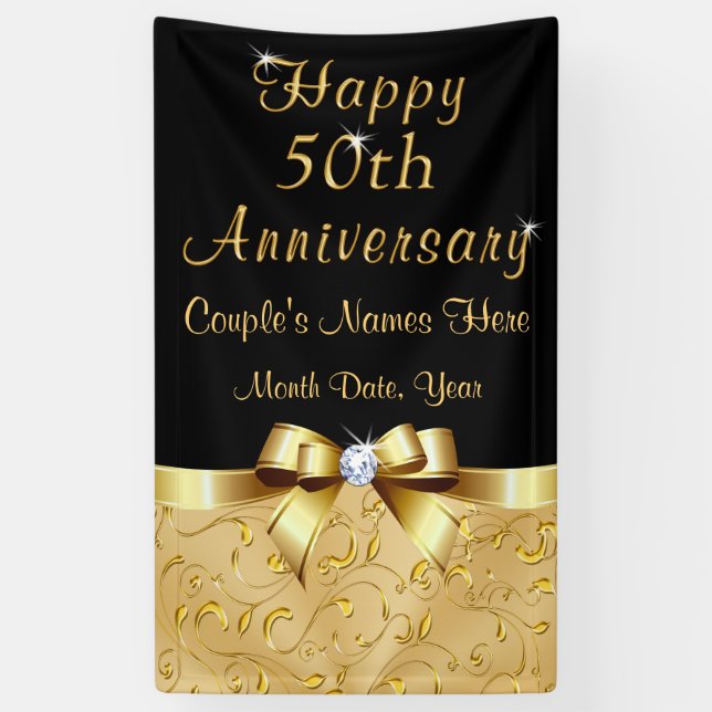 Vertical Black and Gold 50th Anniversary Banner (Vertical)