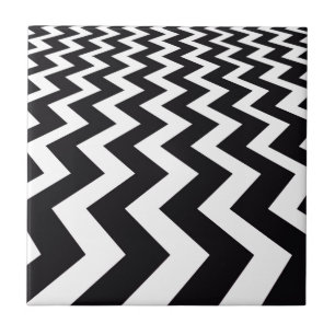 Vertical black and White Chevrons Tile