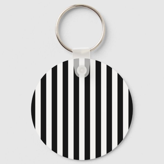 Vertical Black and white lines  Keychain (Front)