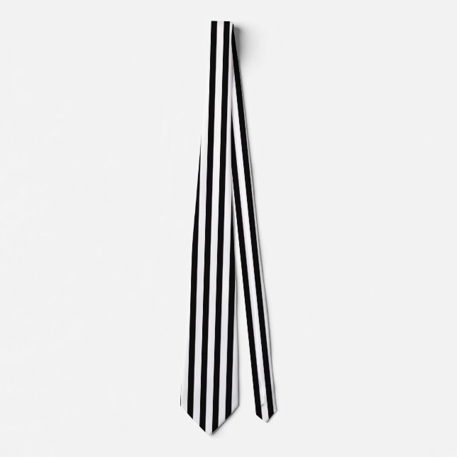 Vertical Black and White Referee Stripes Tie (Front)