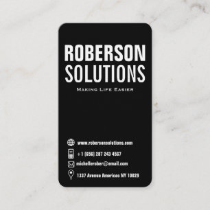 Vertical black and white social media icons business card