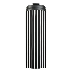 Vertical Black and White Stripes Thermal Tumbler