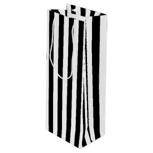 Vertical Black and White Stripes Wine Gift Bag