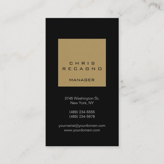Vertical Black Browny Beige Stripe Business Card (Front)