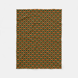 Vertical Black, Green, Red, Yellow Kente Cloth Fleece Blanket