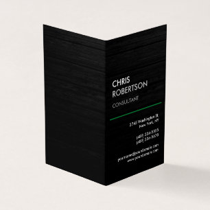Vertical Black Grey Wood Attractive Modern Business Card
