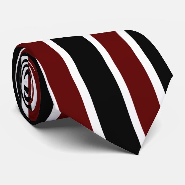 Vertical Black Maroon White Stripes Decor on Tie (Rolled)