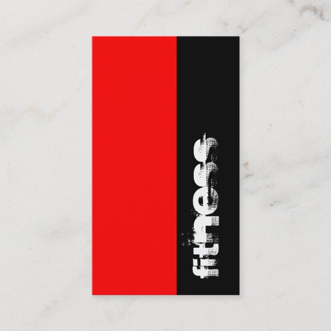 Vertical Black Red Fitness Sport Business Card (Front)