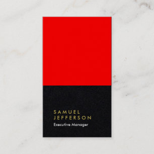 Vertical black red professional plain modern business card