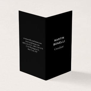 Vertical Black Standard Modern Minimalist Plain Business Card
