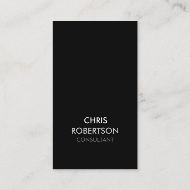 Vertical Black White Grey Attractive Business Card (Front)