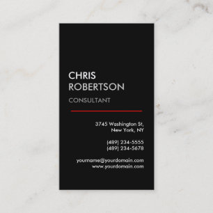 Vertical Black White Grey Red Line Business Card