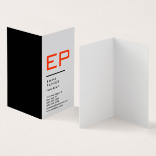 Vertical Black White Trendy Red Monogram Business Card