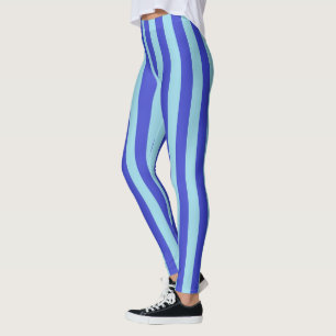 Vertical Blue and Pastel Blue Stripes Leggings
