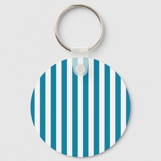 Vertical Blue and white stripes  Keychain (Front)