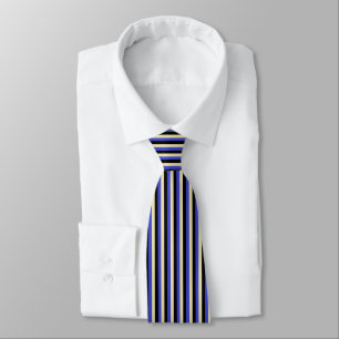Vertical Blue, Beige and Black Stripes Tie