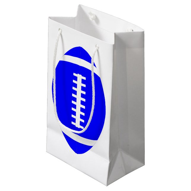 Vertical Blue Football Gift Bag for Player / Coach (Front Angled)