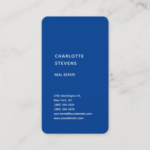 Vertical Blue Trendy Minimalist Elegant Simple Business Card