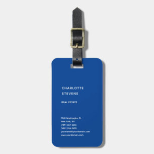 Vertical Blue Trendy Minimalist Elegant Simple Luggage Tag