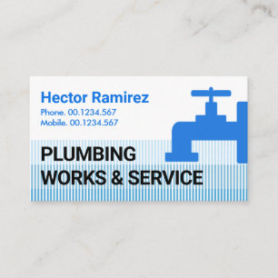 Vertical Blue Water Lines Plumbing  Business Card